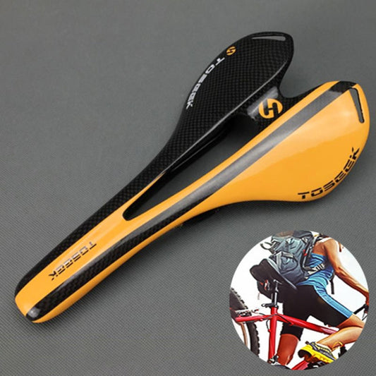 Skorter | TOSEEK Road Bike Carbon Fiber Seat Bicycle Hollow Seat Saddle, 3K Texture + Light (Orange)
