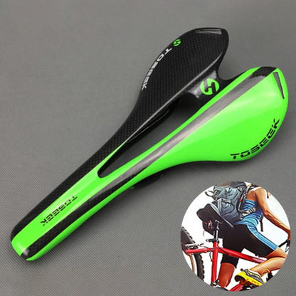 Skorter | TOSEEK Road Bike Carbon Fiber Seat Bicycle Hollow Seat Saddle, 3K Texture + Light (Green)