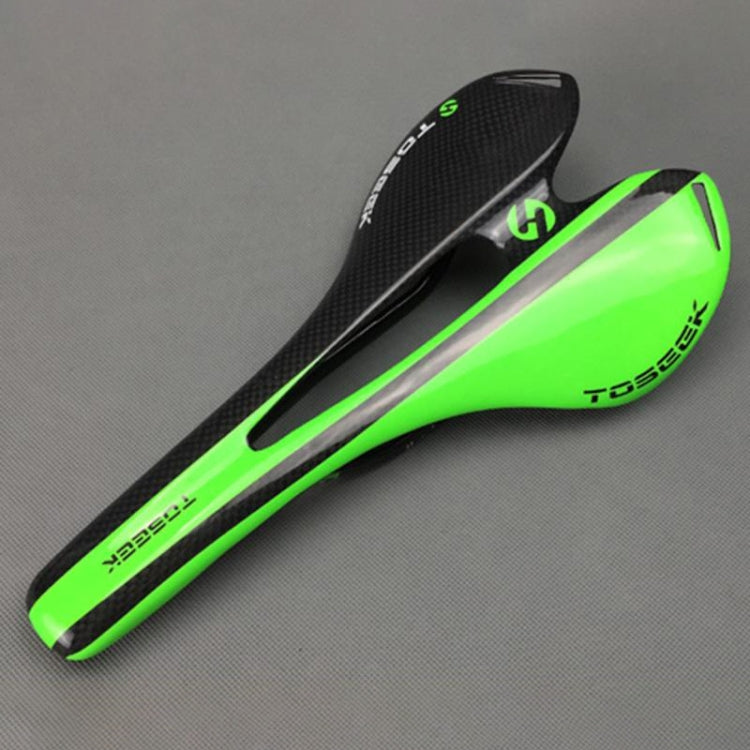 Skorter | TOSEEK Road Bike Carbon Fiber Seat Bicycle Hollow Seat Saddle, 3K Texture + Light (Green)