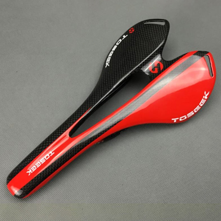 Skorter | TOSEEK Road Bike Carbon Fiber Saddle Bicycle Hollow Saddle, 3K Texture + Lightweight (Red)