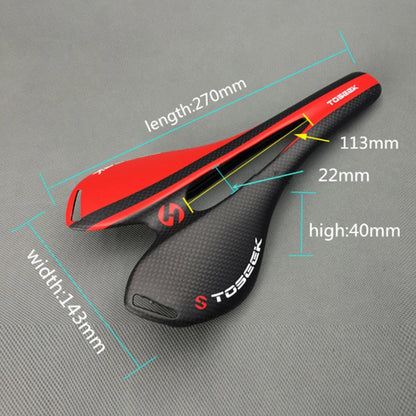 Skorter | TOSEEK Road Bike Carbon Fiber Saddle Bicycle Hollow Saddle, 3K Texture + Lightweight (Red)