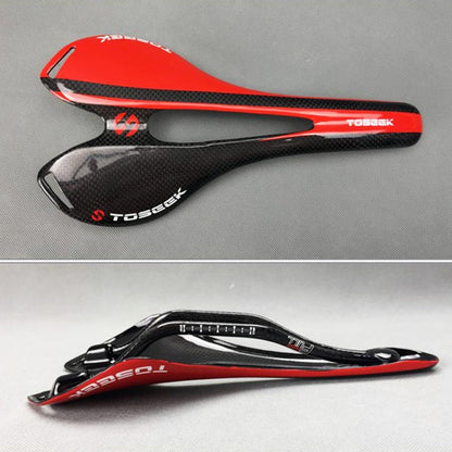 Skorter | TOSEEK Road Bike Carbon Fiber Saddle Bicycle Hollow Saddle, 3K Texture + Lightweight (Red)