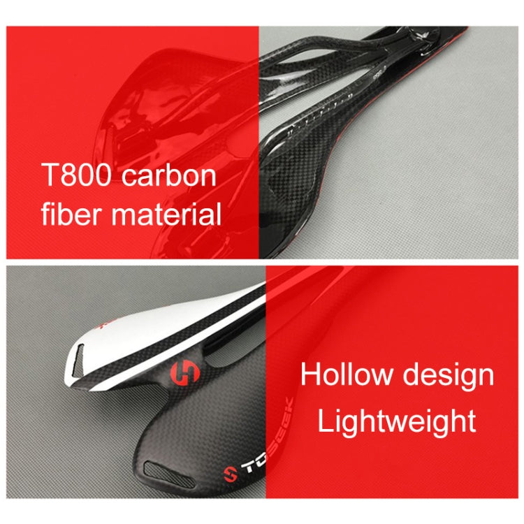 Skorter | TOSEEK Road Bike Carbon Fiber Saddle Bicycle Hollow Saddle, 3K Texture + Lightweight (Red)