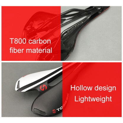 Skorter | TOSEEK Road Bike Carbon Fiber Saddle Bicycle Hollow Saddle, 3K Texture + Lightweight (Red)