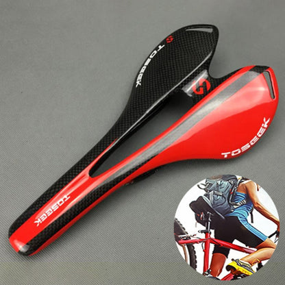Skorter | TOSEEK Road Bike Carbon Fiber Saddle Bicycle Hollow Saddle, 3K Texture + Lightweight (Red)