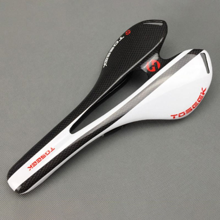 Skorter | TOSEEK Road Bike Carbon Fiber Seat Bicycle Hollow Seat Saddle, 3K Texture + Light (White)