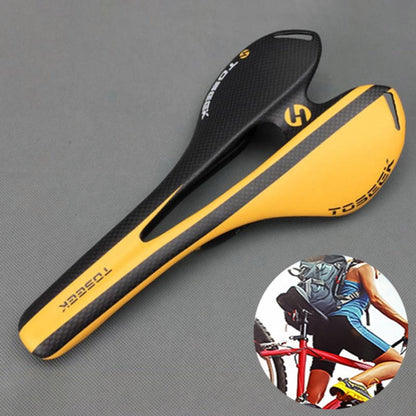 Skorter | TOSEEK Road Bike Carbon Fiber Seat Bicycle Hollow Seat Saddle, 3K Texture + Extinction(Orange)