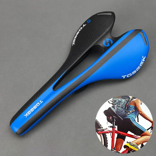 Skorter | TOSEEK Road Bike Carbon Fiber Seat Bicycle Hollow Seat Saddle, 3K Texture + Extinction(Blue)