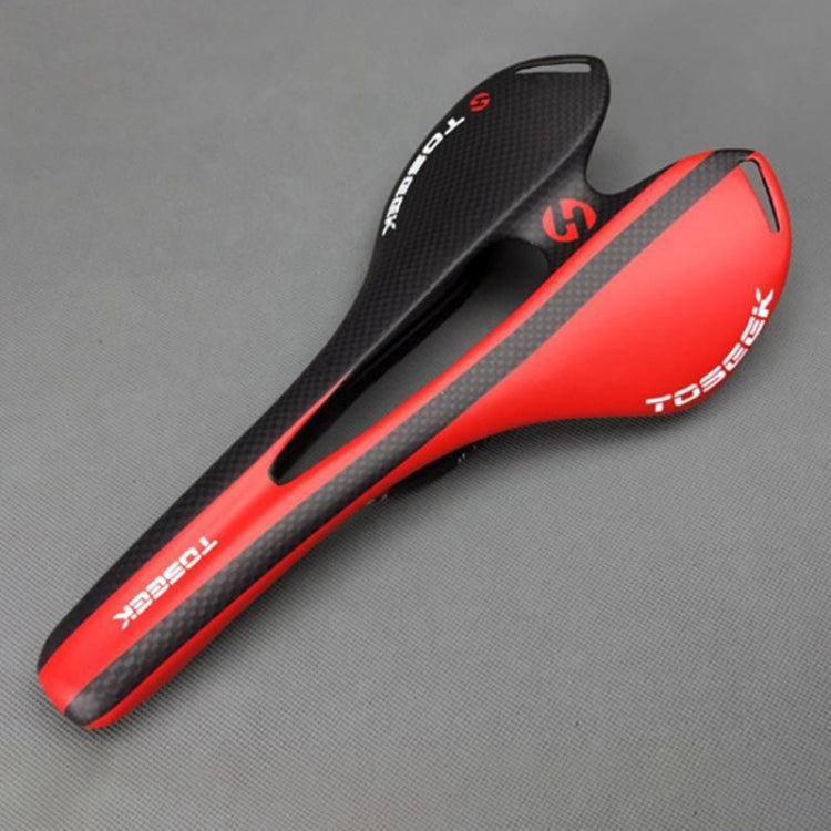 Skorter | TOSEEK Road Bike Carbon Fiber Seat Bicycle Hollow Seat Saddle, 3K Texture + Extinction(Red)