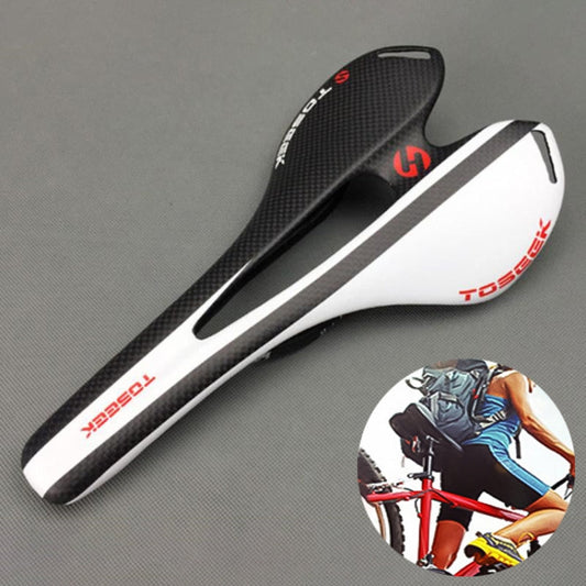 Skorter | TOSEEK Road Bike Carbon Fiber Seat Bicycle Hollow Seat Saddle, 3K Texture + Extinction(White)