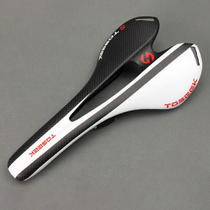 Skorter | TOSEEK Road Bike Carbon Fiber Seat Bicycle Hollow Seat Saddle, 3K Texture + Extinction(White)