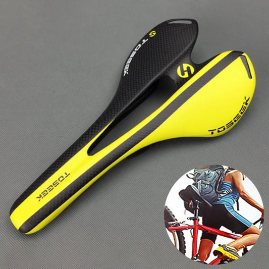 Skorter | TOSEEK Road Bike Carbon Fiber Seat Bicycle Hollow Seat Saddle, 3K Texture + Extinction(Yellow)