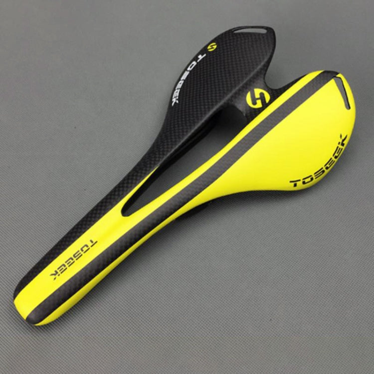 Skorter | TOSEEK Road Bike Carbon Fiber Seat Bicycle Hollow Seat Saddle, 3K Texture + Extinction(Yellow)
