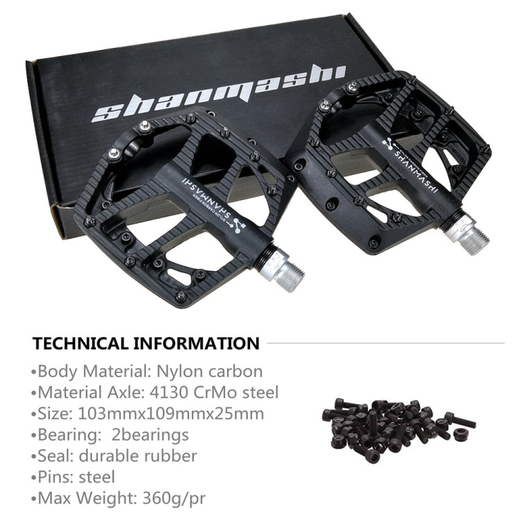 Skorter | SHANMASHI NP-1 1Pair Nylon Carbon Fiber Pedal Non-slip Comfortable Foot Pedal (Black)