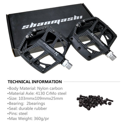Skorter | SHANMASHI NP-1 1Pair Nylon Carbon Fiber Pedal Non-slip Comfortable Foot Pedal (Black)