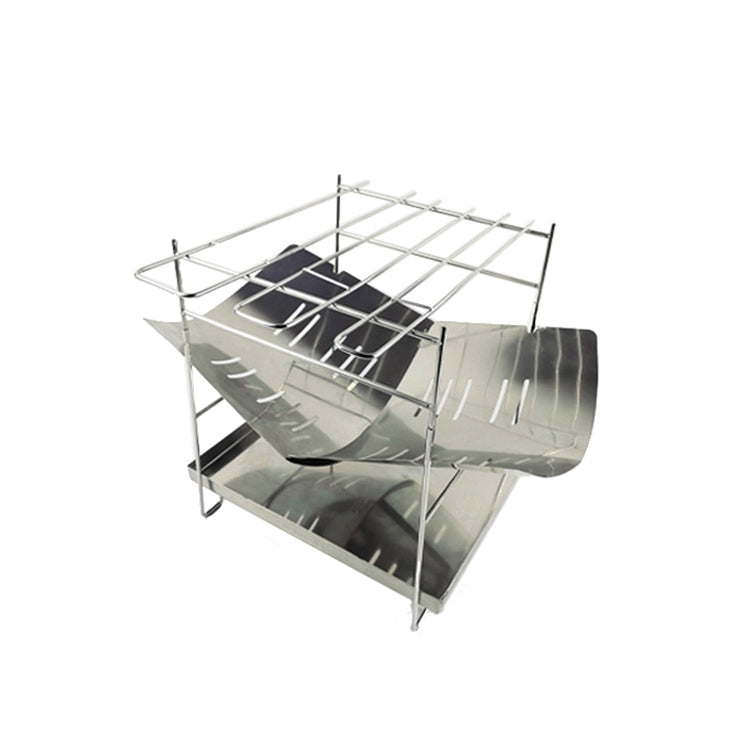 Skorter | Outdoor Camp Portable Folding Stainless Steel Barbecue Charcoal Grill + Base Plate (Silver)