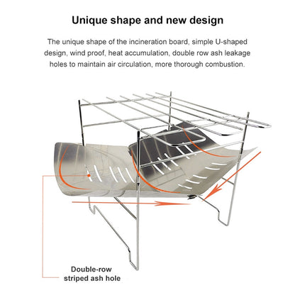 Skorter | Outdoor Camp Portable Folding Stainless Steel Barbecue Charcoal Grill + Base Plate (Silver)