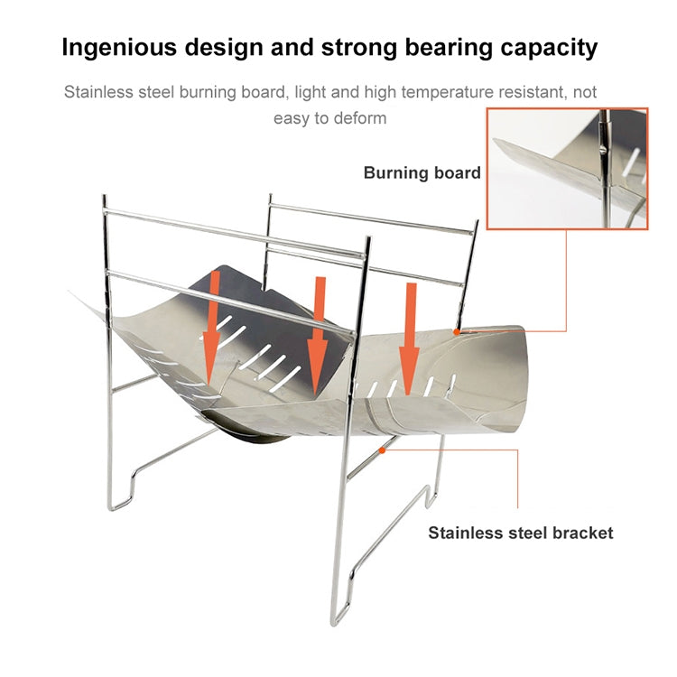 Skorter | Outdoor Camp Portable Folding Stainless Steel Barbecue Charcoal Grill + Base Plate (Silver)