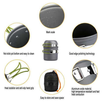 Skorter | DS-101 Portable Outdoor Camping Cooking Set Picnic Boiler Cookware Combination (Black)