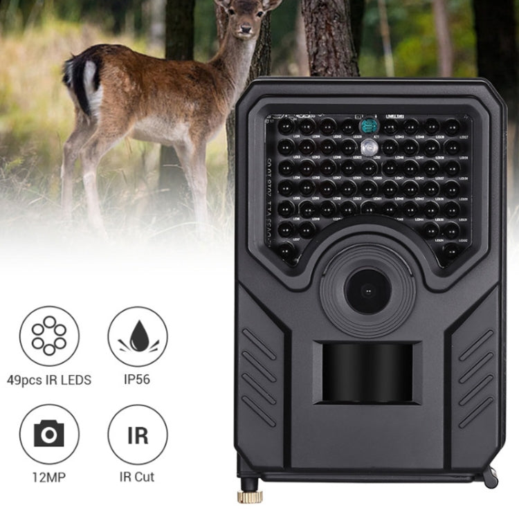 Skorter | PR-200B 120 Degrees Wide Angle Lens IP56 Waterproof  12MP 1080P HD Infrared Hunting Trail Camera, Support TF Card, PIR Distance: 10-15m (Black)