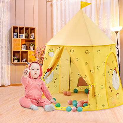 Skorter | Chick Pattern Children Indoor Outdoor Tent Play House Ocean Balls Game Castle with Base Cloth