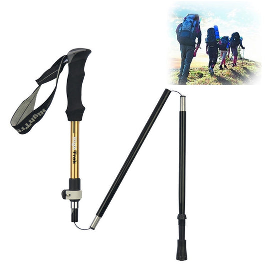 Skorter | Outdoor Mountaineering Portable Foldable Ultra light Aluminium Alloy Alpenstocks Trekking Poles, Length : 35-125CM (Gold)