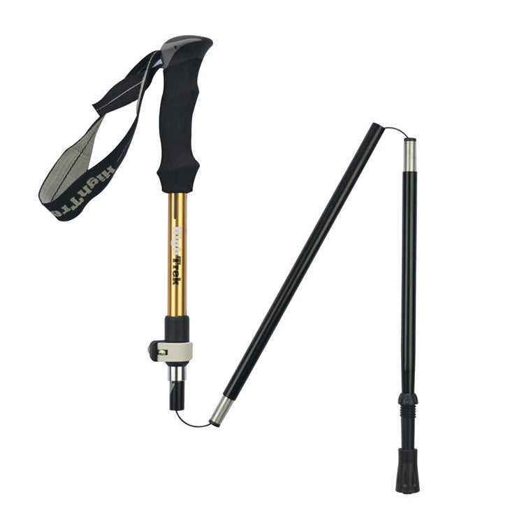 Skorter | Outdoor Mountaineering Portable Foldable Ultra light Aluminium Alloy Alpenstocks Trekking Poles, Length : 35-125CM (Gold)