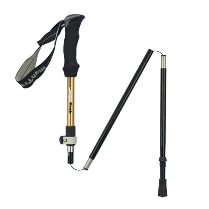 Skorter | Outdoor Mountaineering Portable Foldable Ultra light Aluminium Alloy Alpenstocks Trekking Poles, Length : 35-125CM (Gold)