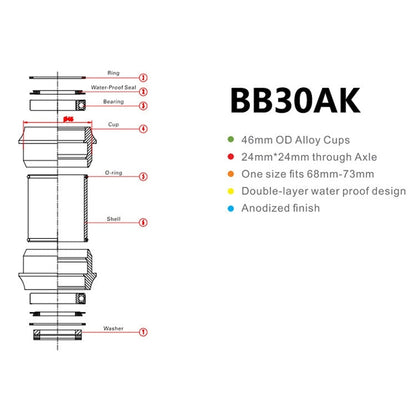 Skorter | BIKERSAY BB30AK Bicycle Bottom Bracket Bike External Bearing