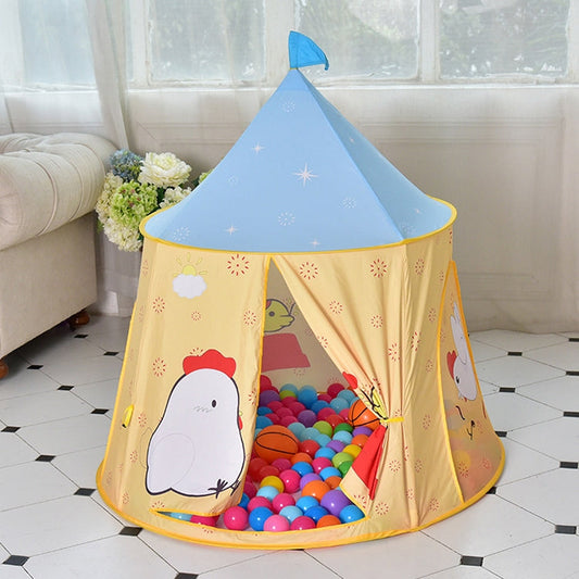 Skorter | Chick Pattern Children Indoor Outdoor Tent Play House Ocean Balls Game Castle