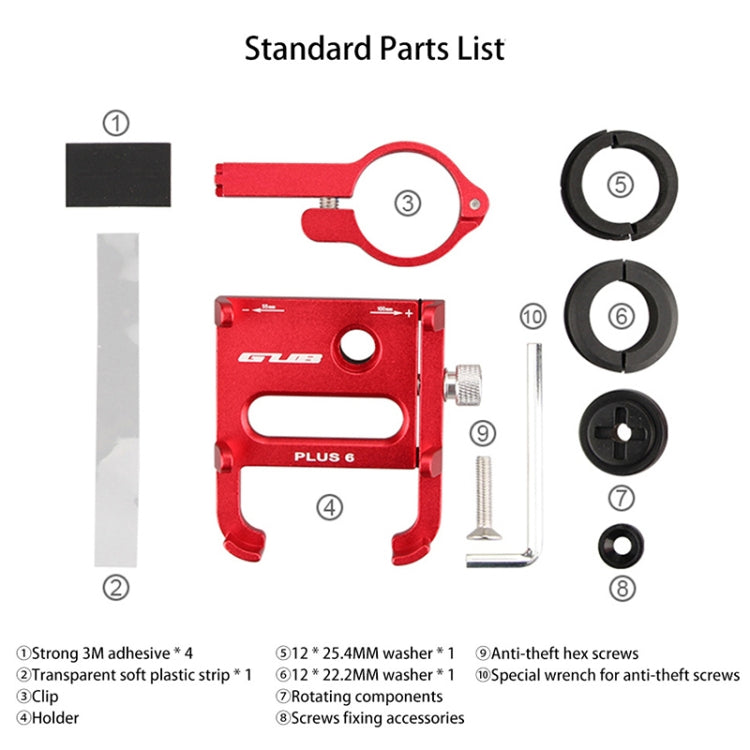 Skorter | GUB Plus 6 Aluminum Alloy MTB Bike Bicycle Phone Holder(Black Red)