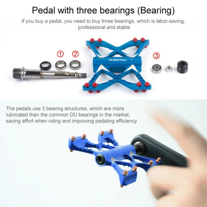 Skorter | PROMEND PD-M56 1 Pair Mountain Bicycle Aluminum Alloy 3-Bearings Pedals (Blue)