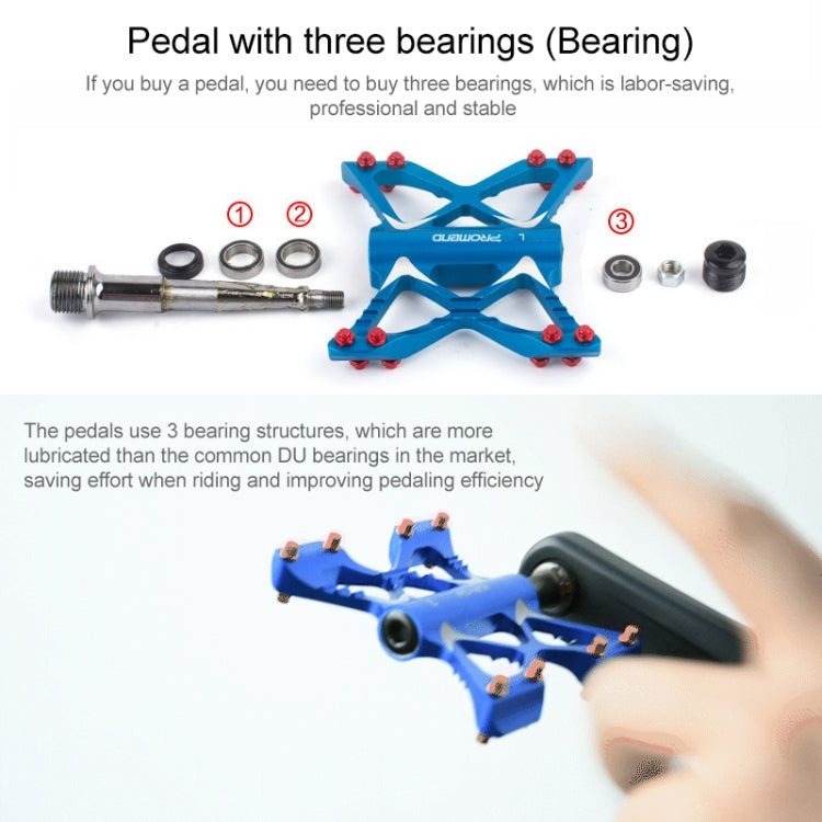Skorter | PROMEND PD-M56 1 Pair Mountain Bicycle Aluminum Alloy 3-Bearings Pedals (Red)