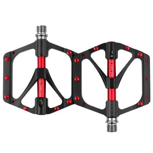 Skorter | PROMEND PD-M82-TI 1 Pair Mountain Bicycle Titanium Alloy Shaft 3-Bearings Wide Pedals (Black)