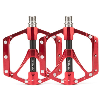 Skorter | PROMEND PD-M82-TI 1 Pair Mountain Bicycle Titanium Alloy Shaft 3-Bearings Wide Pedals (Red)