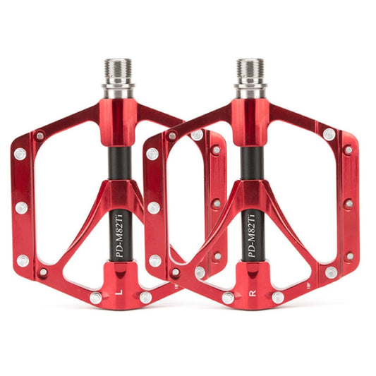 Skorter | PROMEND PD-M82-TI 1 Pair Mountain Bicycle Titanium Alloy Shaft 3-Bearings Wide Pedals (Red)