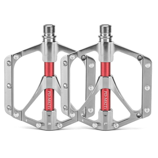 Skorter | PROMEND PD-M82-TI 1 Pair Mountain Bicycle Titanium Alloy Shaft 3-Bearings Wide Pedals (Silver)