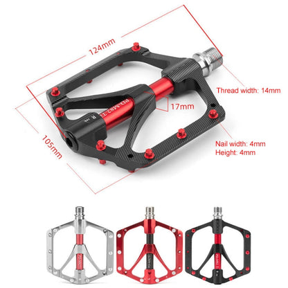 Skorter | PROMEND PD-M82-TI 1 Pair Mountain Bicycle Titanium Alloy Shaft 3-Bearings Wide Pedals (Red)