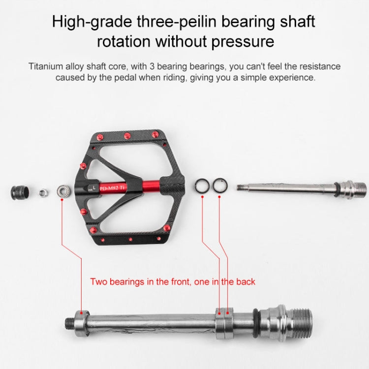Skorter | PROMEND PD-M82-TI 1 Pair Mountain Bicycle Titanium Alloy Shaft 3-Bearings Wide Pedals (Red)