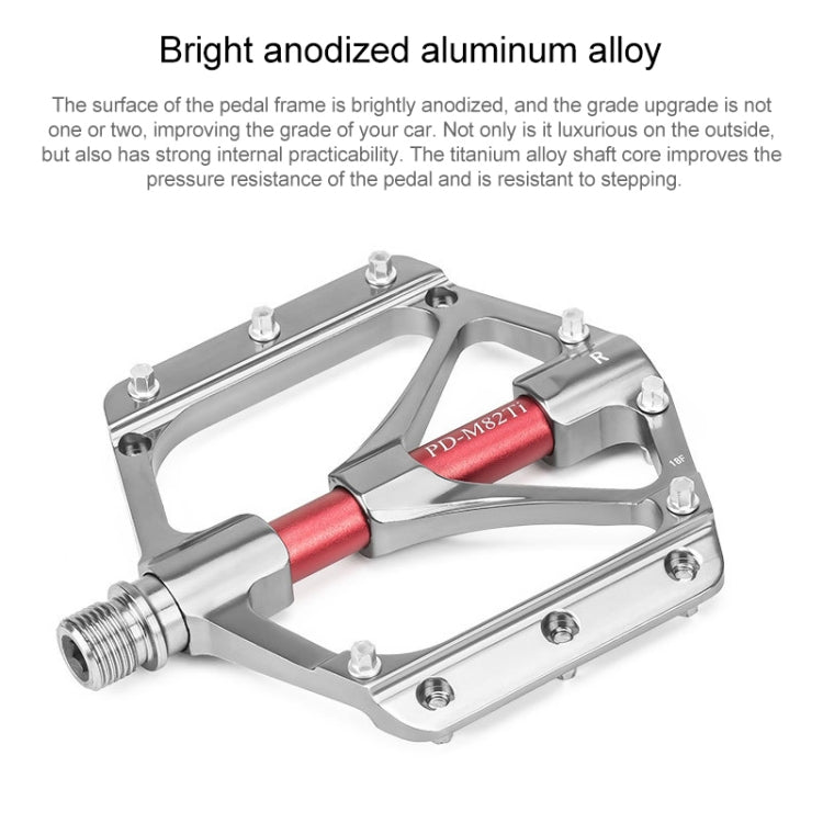 Skorter | PROMEND PD-M82-TI 1 Pair Mountain Bicycle Titanium Alloy Shaft 3-Bearings Wide Pedals (Red)
