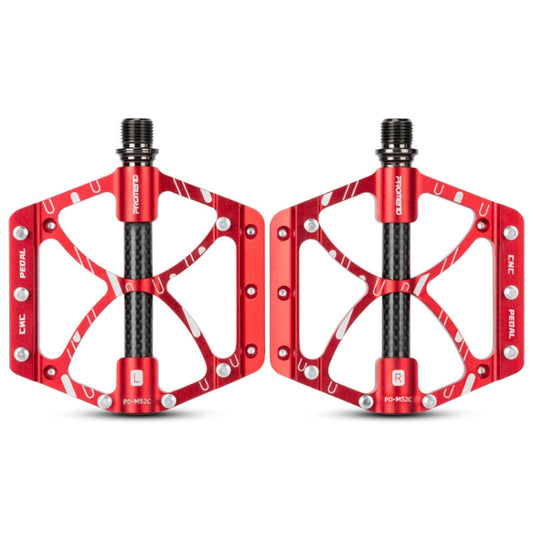 Skorter | PROMEND PD-M52C 1 Pair Bicycle Aluminum Alloy + Carbon Fiber Tube Bearing Pedals (Red)