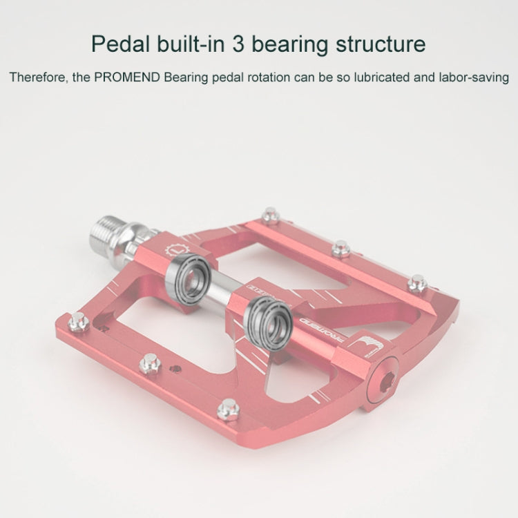 Skorter | PROMEND PD-M88 1 Pair Mountain Bicycle Aluminum Alloy 3-Bearings Pedals (Red)