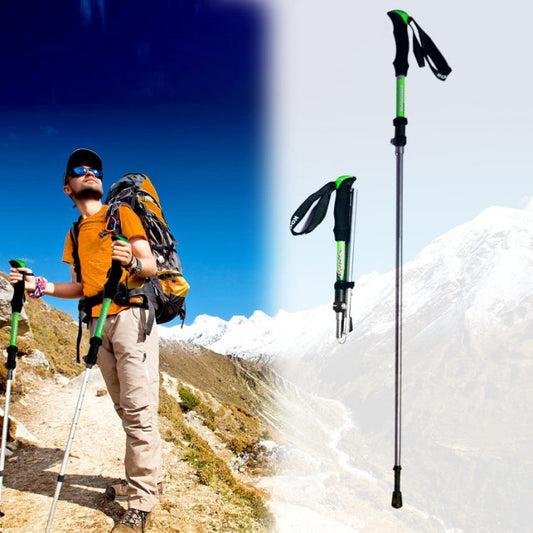 Skorter | 125cm Adjustable Portable Outdoor Aluminum Alloy Trekking Poles Stick(Green)