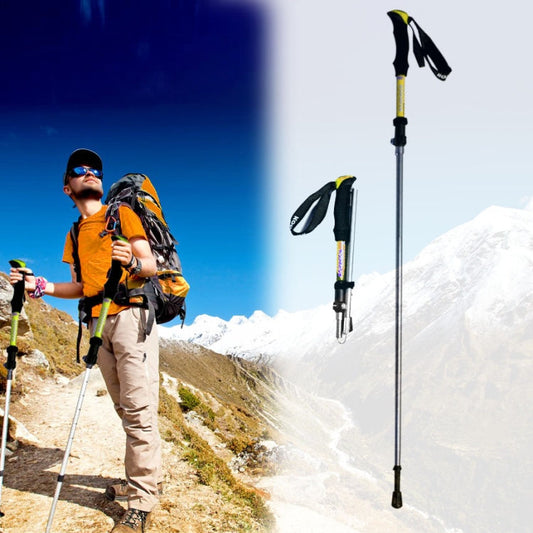 Skorter | 125cm Adjustable Portable Outdoor Aluminum Alloy Trekking Poles Stick(Yellow)