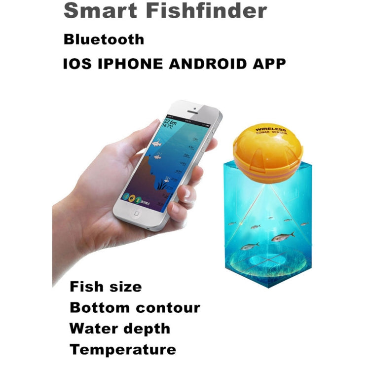 Skorter | Bluetooth Fish Detector 125KHz Sonar Sensor 0.6-36m Depth Locator Fishes Finder Alarm for iOS & Android Mobile Phones