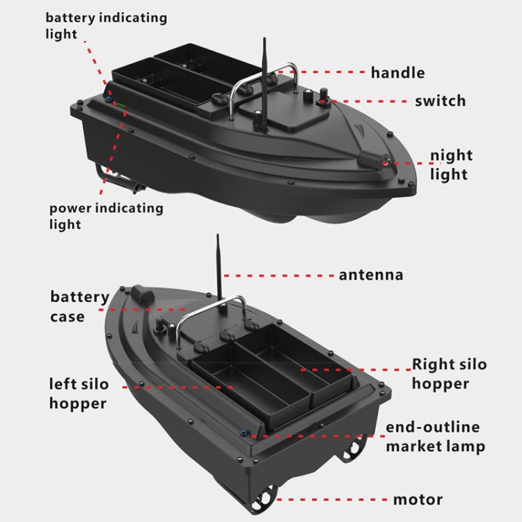 Skorter | D16C Outdoor Remote Control Double Motors Bait Fishing Boat, EU Plug