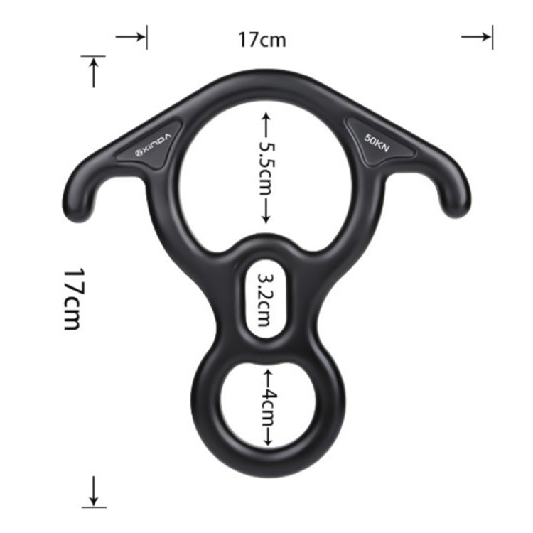 Skorter | XINDA XD8602 Climbing Rescue Figure 8 Descender with Bent-ear Rappelling Gear Belay Device(Black)