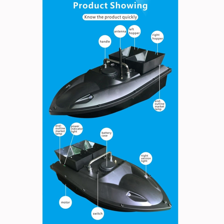 Skorter | D13C Multi-function Double Warehouse Remote Control Nesting Ship Fishing Bait Boat (Black)