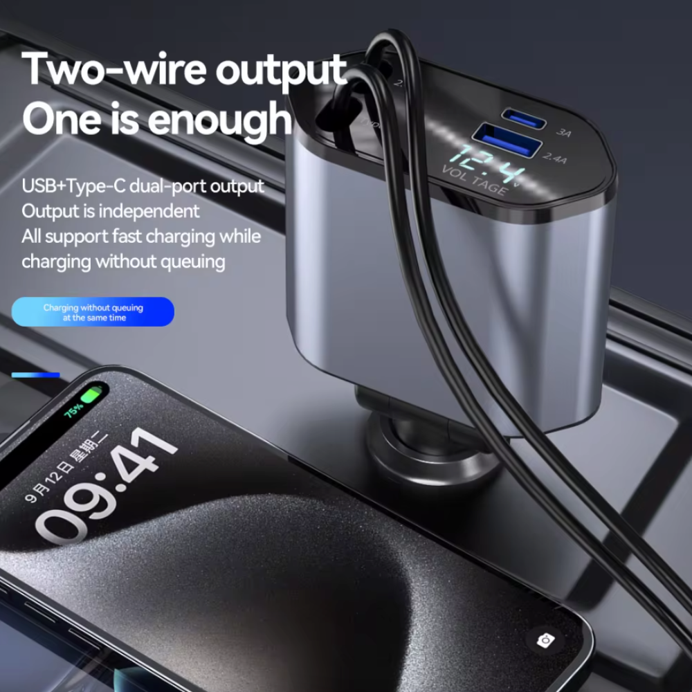 Skorter | in 1 Retractable 120W Fast Car Charger