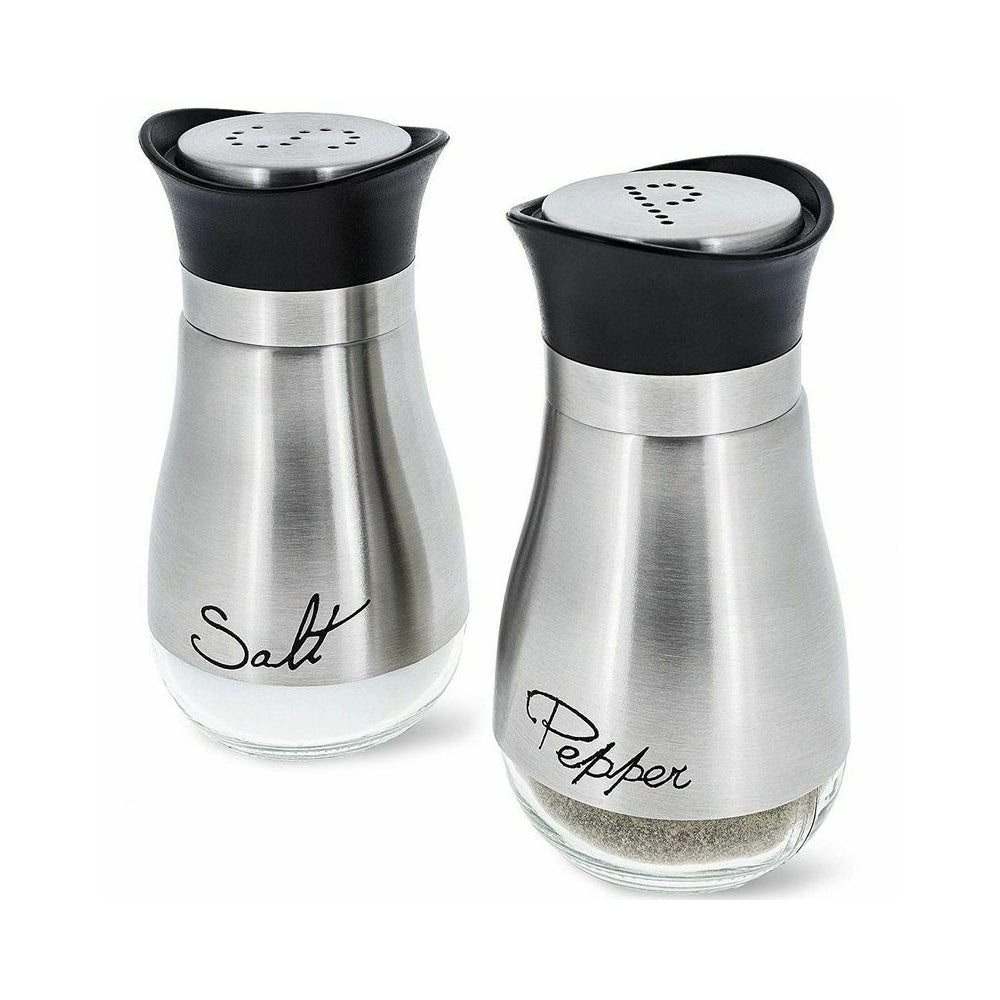 Skorter | and Pepper Shakers Stainless Steel Glass Set BPA Free, 4oz